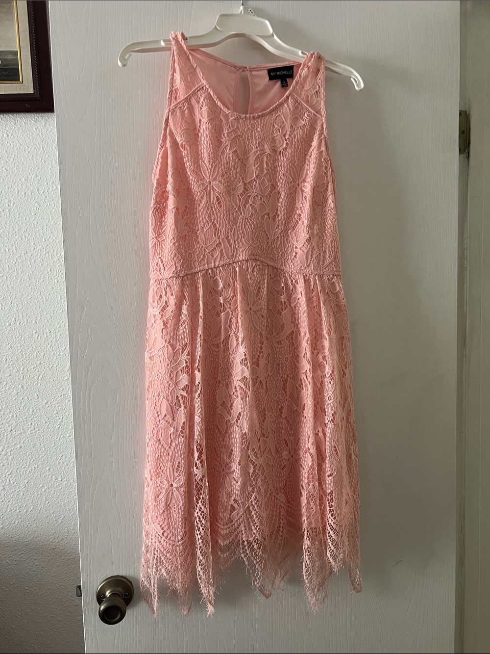 My Michelle Pink Lace Midi Dress